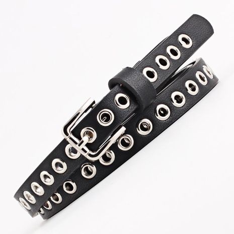 Fashion woman leather metal hole buckle belt strap for dress jeans NHPO134123's discount tags