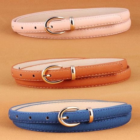 Fashion woman leather metal buckle thin belt strap for dress jeans multicolor NHPO134160's discount tags