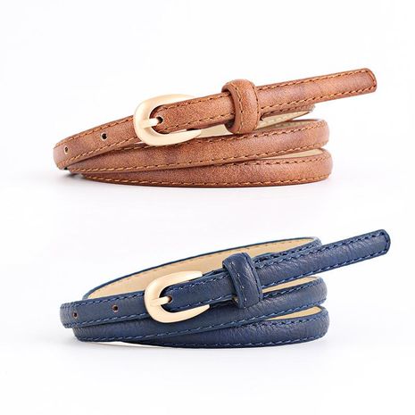 Fashion woman faux leather metal buckle thin belt strap for jeans dress multicolor NHPO134166's discount tags