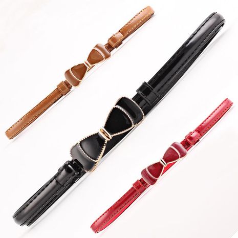 Fashion woman faux leather metal buckle bow thin belt strap for jeans dress multicolor NHPO134176's discount tags