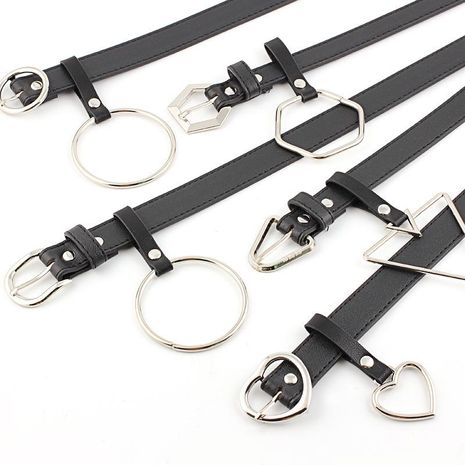 Fashion woman faux leather metal triangle buckle belt strap for jeans dress multicolor NHPO134221's discount tags