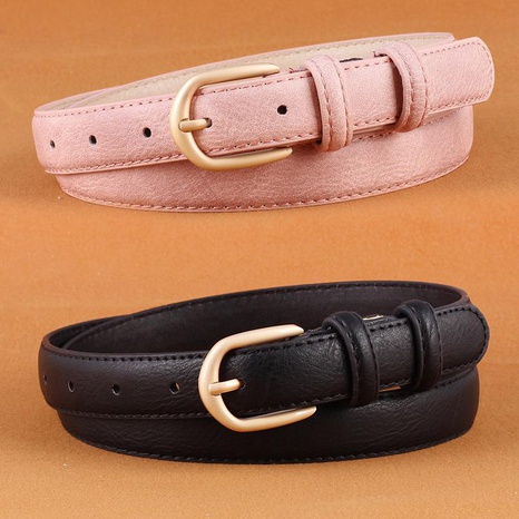Fashion woman leather metal buckle thin belt strap for dress jeans multicolor NHPO134098's discount tags