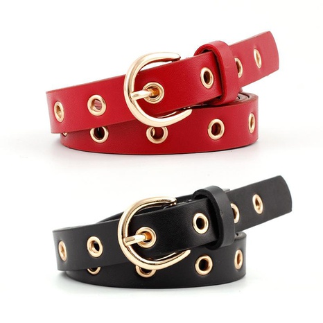 Fashion woman leather metal hole buckle belt strap for dress jeans NHPO134101's discount tags