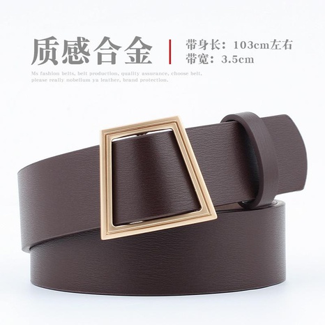 Fashion woman leather metal trapezoidal buckle belt strap for dress jeans NHPO134104's discount tags