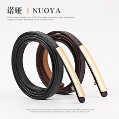 Fashion woman leather smooth buckle thin belt strap for jeans dress multicolor NHPO134190