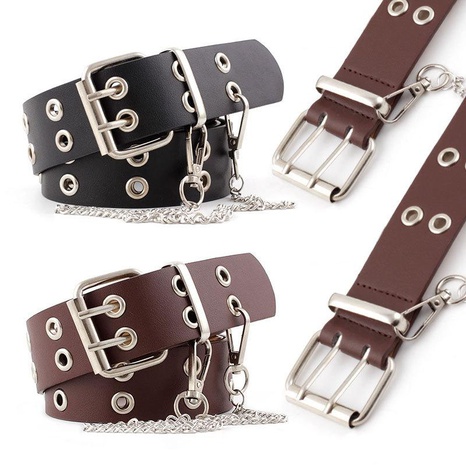 Fashion woman faux leather metal hole buckle belt strap for jeans dress multicolor NHPO134196's discount tags