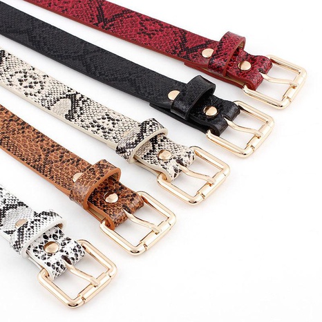 Fashion woman imitation leather snake metal buckle thin belt strap for jeans multicolor NHPO134197's discount tags