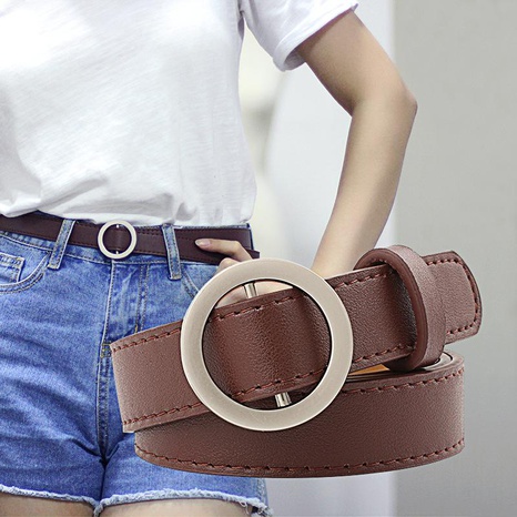 Fashion woman faux leather metal buckle non-porous belt strap for jeans dress multicolor NHPO134218's discount tags