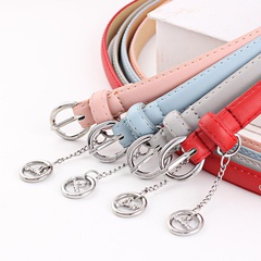 Fashion woman faux leather metal buckle thin belt strap pendant for jeans multicolor NHPO134220