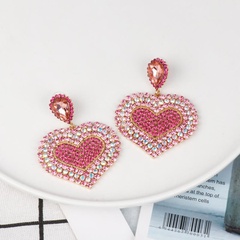 Womens Heart-Shaped Rhinestone Alloy Earrings NHJJ134748