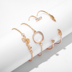 Europäische und amerikanische grenz überschreitende neue Accessoires Mode Liebe Blätter Diamant Kreis geometrische Kombination 4-teiliges Armband Armband Armband