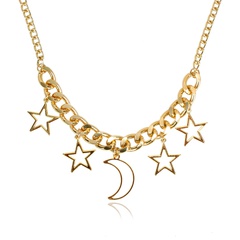 Europäische und amerikanische Mode Halskette weibliche Persönlichkeit Temperament Legierung Stern Mond Anhänger Pullover Kette 11060