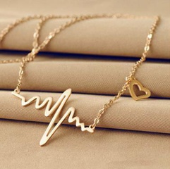 Fashion simple notes ECG heart frequency alloy necklace NHPJ130623