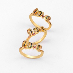 Stylish romantic sweet micro-set color zircon LOVE love ring NHAS130698