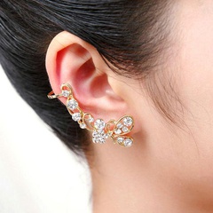 Fashion women butterfly rhinestone ear cuff clip earrings alloy alloyen NHDP136156