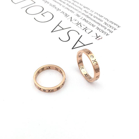 Carta números romanos oro rosa titanio acero anillo NHWK136944's discount tags