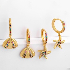 Ocean style alloy-plated colorful shell earrings NHAS136974