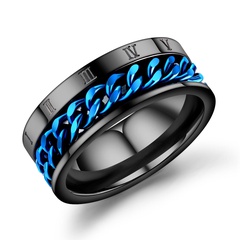 OPK 丨 Douyin gleicher Stil Titan Stahl Herren ring Edelstahl rotierende Kette Römischer digitaler Ring
