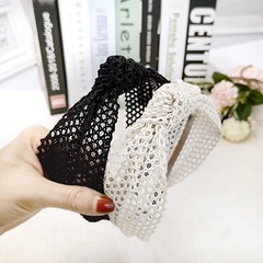 Fashion wide-brimmed lace openwork headband NHOU137105