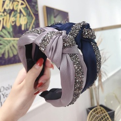 Koreanische neue Qualität Großhandel Haarschmuck Stirnband Koreanische Version einfacher einfarbiger super blinkend Diamant geknotetes und verschraubtes Stirnband mit breiter Krempe