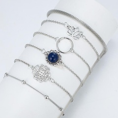 Fashion simple lotus lotus leaf round stone flower beads chain combination 6 piece bracelet NHGY138180