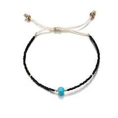 Fashion simple woven rice beads rope rope turquoise anklet bracelet NHGY138202