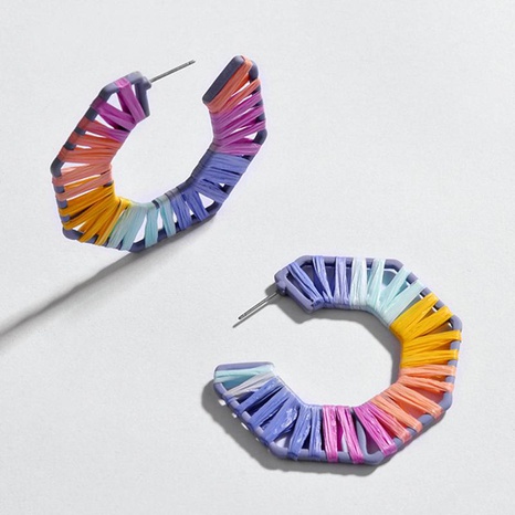 Fashionable hollow section dyed colored woven alloy earrings NHLU138339's discount tags