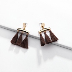 Fashion geometric line cotton thread tassel alloy earrings NHLU138345