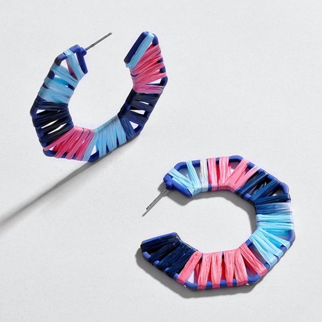 Hollow alloy segment dyed colored woven earrings NHLU138349's discount tags