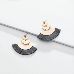 Fashion fan-shaped multi-layer cotton thread ear tassel alloy earrings NHLU138364