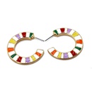 Cshaped rainbow color drop oil striped semicircular earrings NHOM131524picture10