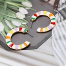 Cshaped rainbow color drop oil striped semicircular earrings NHOM131524picture12