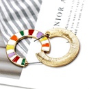 Cshaped rainbow color drop oil striped semicircular earrings NHOM131524picture13