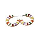 Cshaped rainbow color drop oil striped semicircular earrings NHOM131524picture14