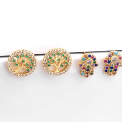Colorful zircon earrings full of life tree earrings NHAS131648