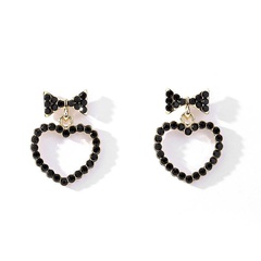 Simple round face bow love alloy earrings NHLL131670