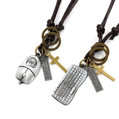 Mouse keyboard leather alloy necklace NHHM132368