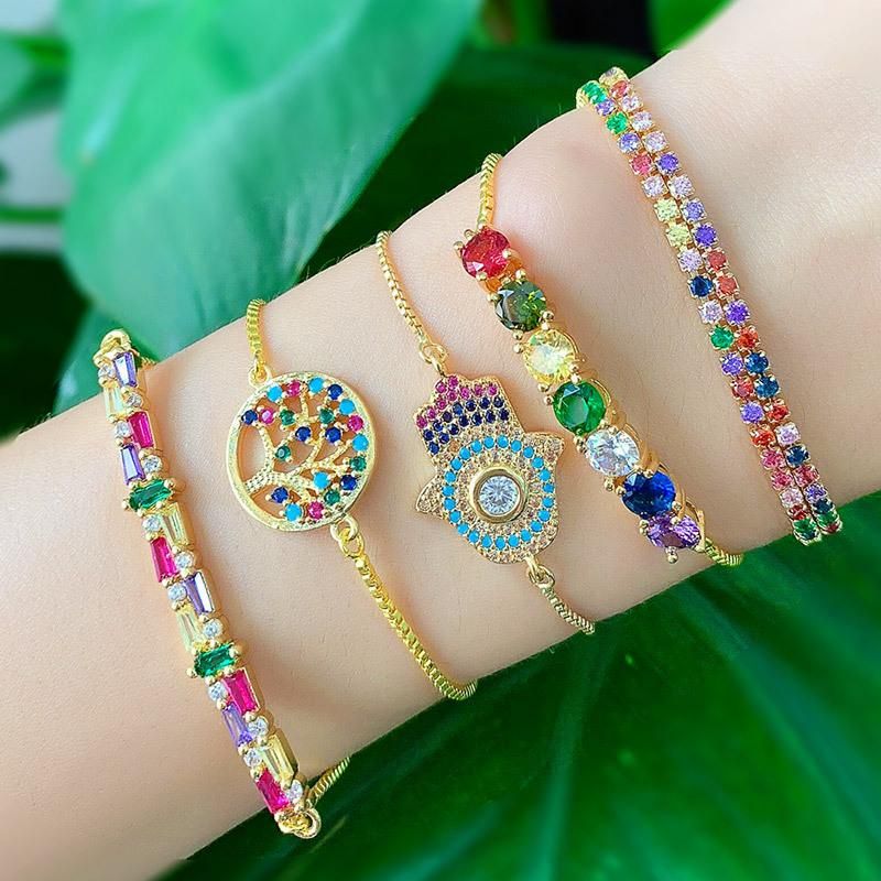 Irregular colorful zircon romantic alloy love alloy bracelet NHAS132637