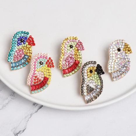 Colorful rhinestone-studded bird earrings NHJJ142145's discount tags