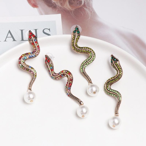 Fashion Alloy Snake Beads Stud Earrings NHJJ142181's discount tags