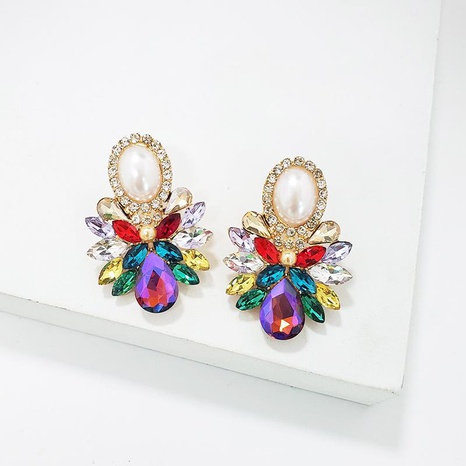 Fashion rhinestone glass flower earrings NHJJ142205's discount tags
