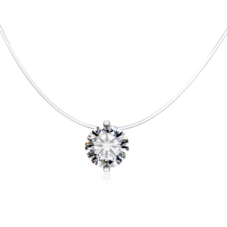 New round transparent zircon necklace NHGO142777's discount tags