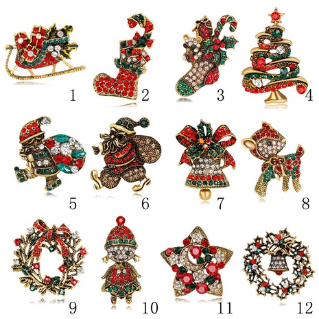 Árbol de navidad santa broche botas muñeco de nieve campana de trineo boutonniere NHDR142841's discount tags