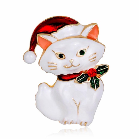 Nouvelle-Coréen Style Rétro Mignon De Noël Kitty Broche Personnalité Animal Corsage Mode Vêtements Accessoires En Gros's discount tags