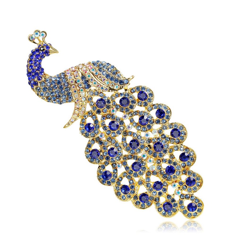 Bijoux Fantaisie Broches | Jumbo Taille Saphir Bleu Cristal Strass Paon Broche Vente Chaude Bijoux Broches Accessoires Animaux Broche - HJ15311