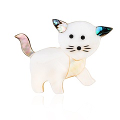 Cartoon cute alloy drop oil white cat brooch NHDR142871