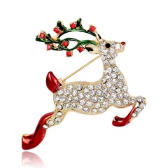 Cute Christmas studded sika deer brooch NHDR142884