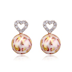 Fashion Rhinestone Heart Round Earrings NHGO143122