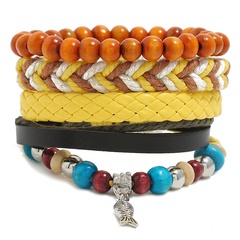 Fashion multi-layer woven leather bracelet four-piece NHPK143259