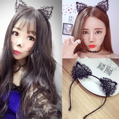 Koreanische Version des Stoffes verspielt und niedlich Spitze Katzen ohren Stirnband Spitze Katzen ohren Haarschmuck Stirnband Katze Frauen Schmuck